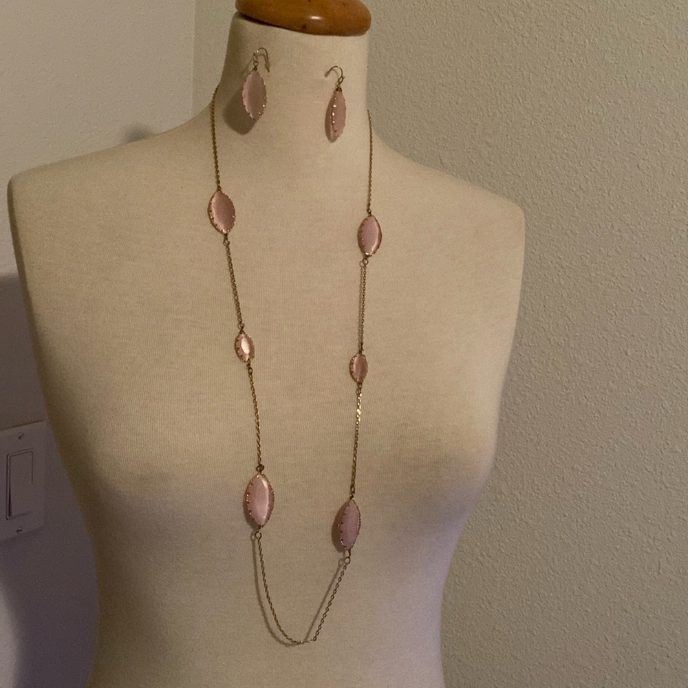 Pink tiger eye necklace set